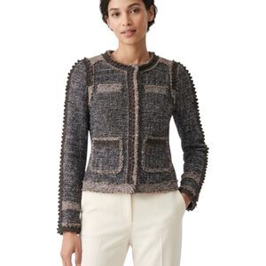 Rebecca Taylor Gray Boucle Tweed Blazer Jacket